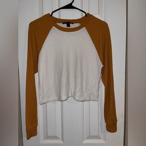 Forever 21 Cropped Waffle Knit Long Sleeve Tee